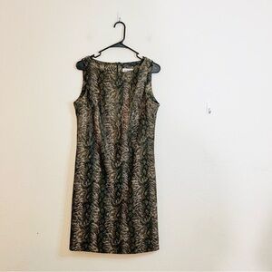 CDC Vintage Y2K Animal Print Glitter Sleeveless Evening Dress Size 10 Black/Tan